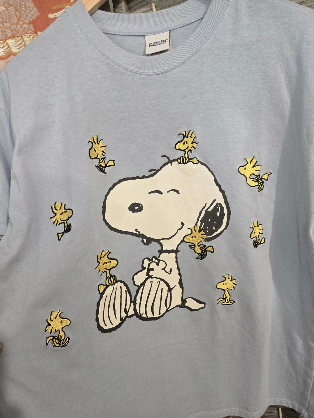 Peanuts Snoopy & Woodstock Light Blue Graphic T-Shirt XL - Picture 2 of 7